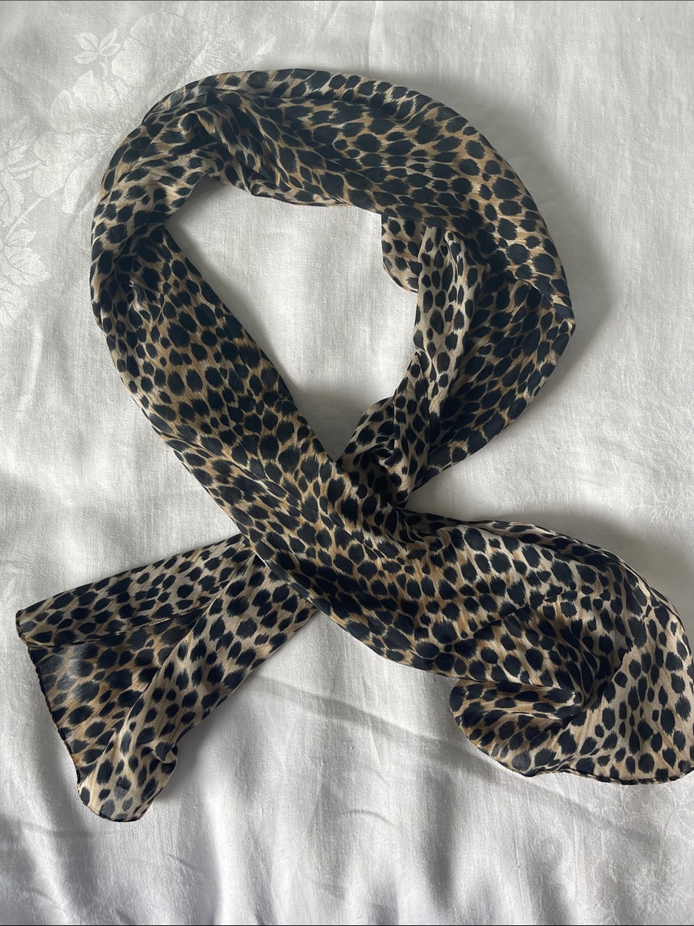 Leopard Print Long Scarf - Brown and Black